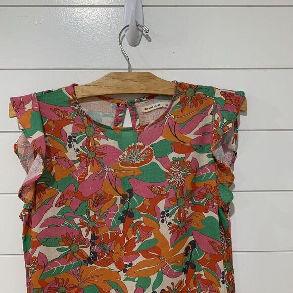 Marine Layer |  Laney Mini Dress Floral Print Lyocell Linen- Size XS - Picture 2 of 8